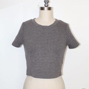 XHILARATION GREY HIGH NECK CROP TOP WITH TEXTURED FABRIC SIZE X-SMALL